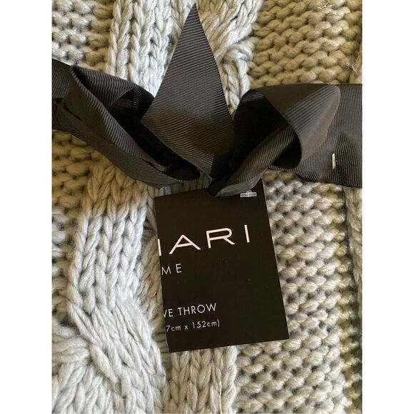 Tahari Bluish Gray Throw Blanket 50" x 60" HAND KNIT Luxury Designer - Picture 3 of 5